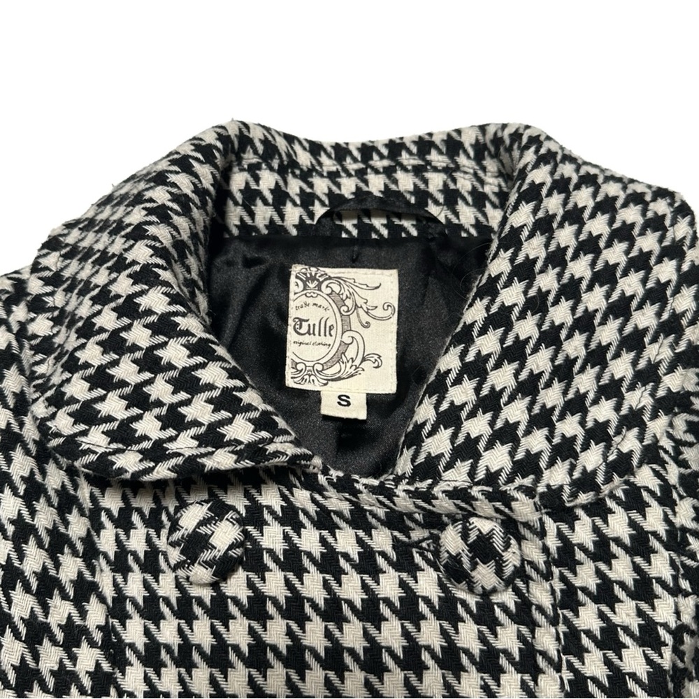 Y2K Urban Outfitters Tulle Houndstooth Double Breasted Princess Pea Coat Jacket - Picture 3 of 9
